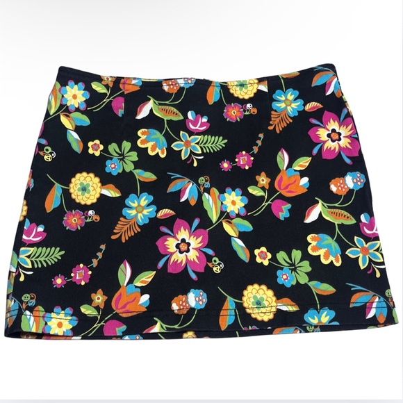 Guess Dresses & Skirts - Vintage Guess Jeans 29/8 Mini Skirt Floral Black Colorful Y2K Retro Flower Print